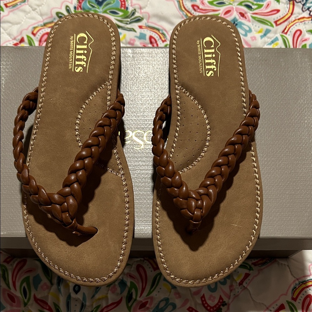 Cliffs by WHITE MOUNTAIN Tan Braided Sandals